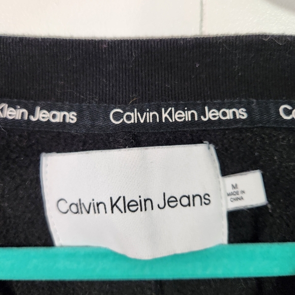 Calvin Klein Black Sequins Sweatshirt Logo Womens Size Medium Loungewear 90s - Picture 6 of 10